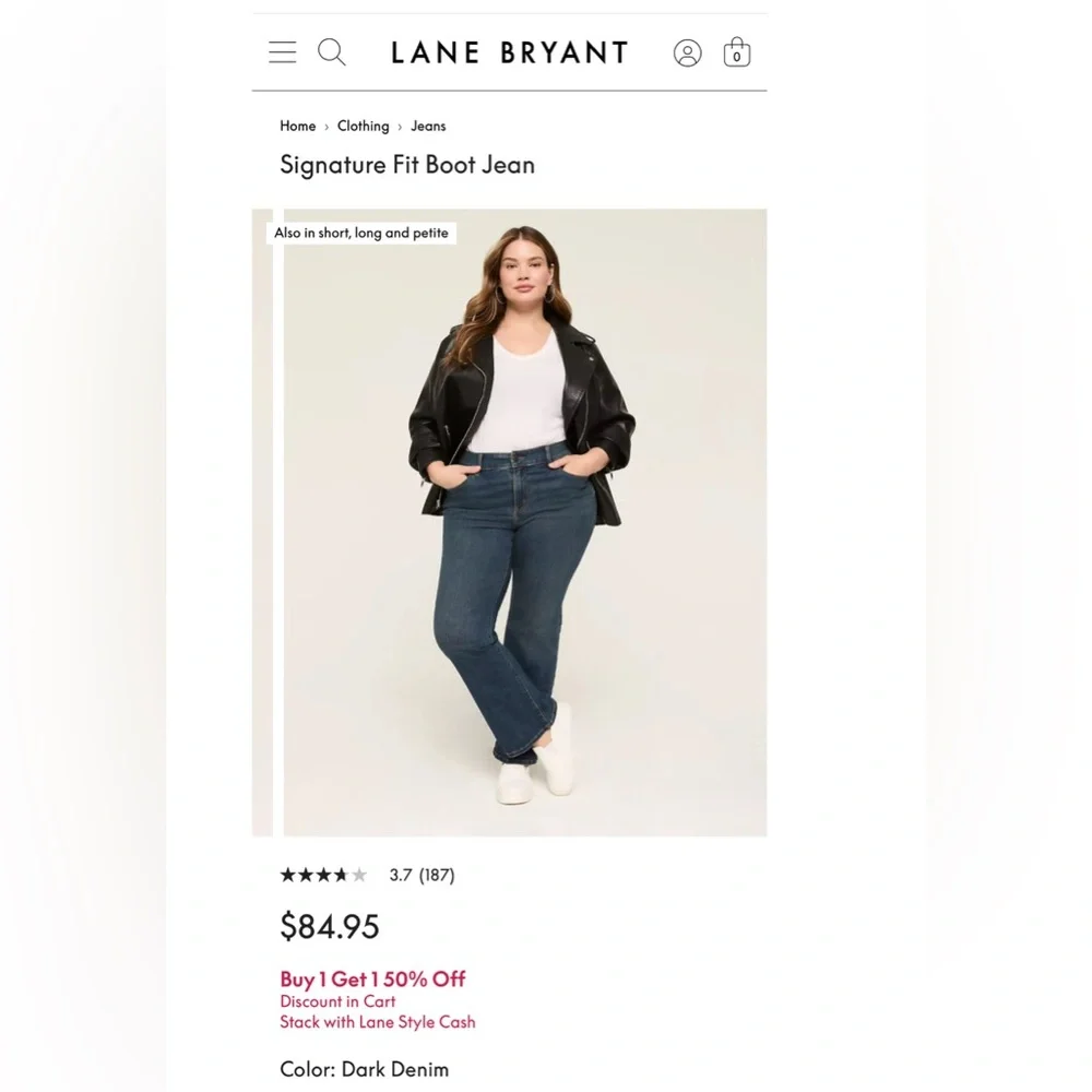 Lane Bryant Jeans Flex Magic Waistband Signature Fit Mid Rise Boot Cut 24 Petite - Picture 2 of 12